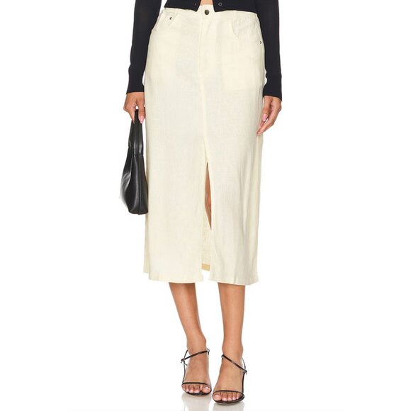 Weworewhat Front Slit Linen Blend Antique White Maxi Skirt Womens Size S NWT